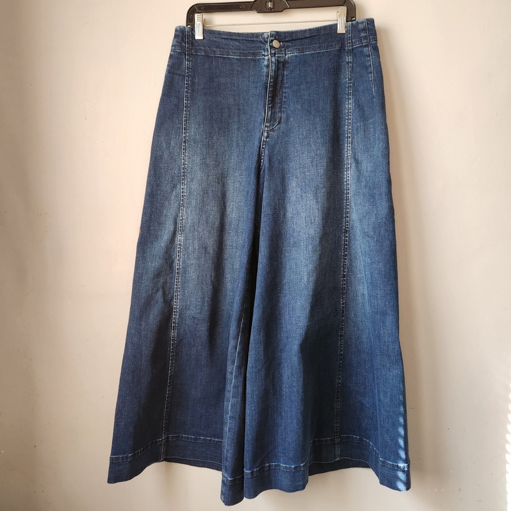 Maeve by Anthropologie Wide Leg Denim Culottes - Gaucho  Pants - Blue